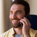 Smiling man on phone call, Steven Beals demo